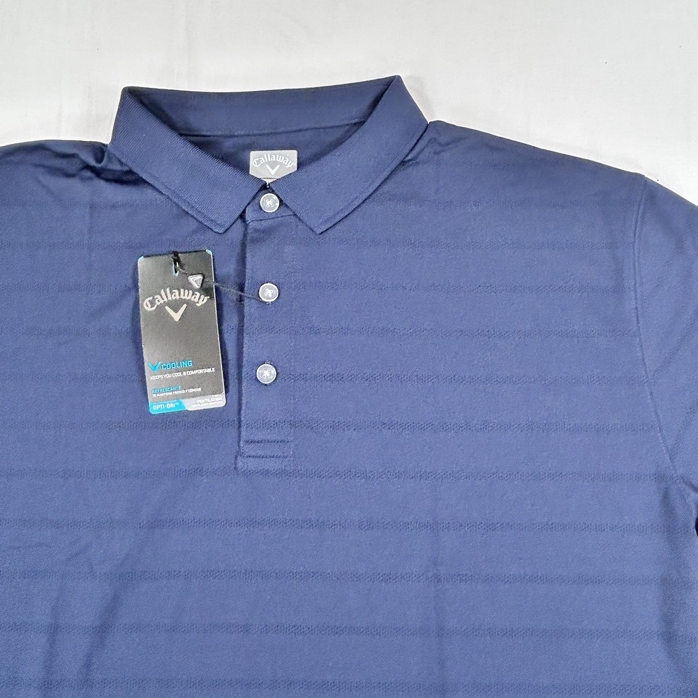 NWT Callaway Polo Shirt Men's XL Navy Golf Opti-Dry Lightweight Tennis Casual